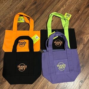 Trader Joe's Tote Bag Set - Black, Orange, Purple